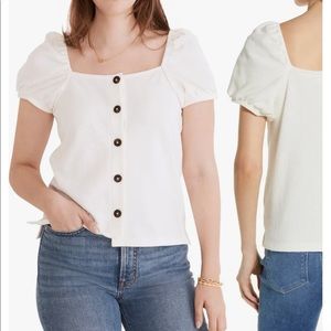 Madewell Jacquard Square Neck Puff Sleeve Top